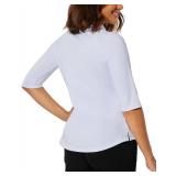 M MOTEEPI Golf Shirts for Woman Moisture Wicking Quarter Zip Pullover Women Three Quarter Sleeve Tops Sun Protection White Polo Shirt Women Tennis Outfits XX-Large