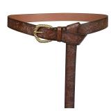 HiiFeuer Viking Fenrir Embossed Faux Leather Buckle Belt, Medieval Knight Belt (Brown)