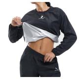 HOTSUIT Sauna Suit Women Durable Gym Workout Sauna Jacket Pants Sweat Suits, Black, 5XL