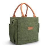 Joymee Lunch Bag Women Insulated Lunch Box Reusable Leakproof Large Spacious Cooler Tote for Womens Mens Adults with Bottle Holder and Side Pockets for Work Office Travel Picnic - Green