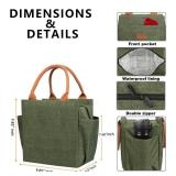 Joymee Lunch Bag Women Insulated Lunch Box Reusable Leakproof Large Spacious Cooler Tote for Womens Mens Adults with Bottle Holder and Side Pockets for Work Office Travel Picnic - Green