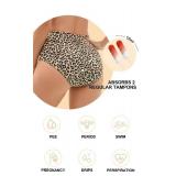 OVRUNS Period Swimwear Leakproof Bikini Brief Bottoms Waterproof Menstrual Swim Bottoms for Teens, Girls, Women Leopard XXXL