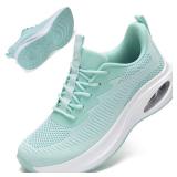 ZYEN Wide Toe Box Shoes Women Air Cushion Road Running Shoes Extra Wide Width Sneakers Arch Support Gym Athletic Tennis Sneakers Lightweight Breathable Walking Shoes 8811 Light Green 42