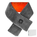 Neck Heating Pad Cordless, Rechargeable Heated Scarf with 5000mAh Power Bank, Portable Neck Warmer with 3 Heating Levels, Heating Pad for Neck Pain Relief and Stiffness, Christmas Gift, Grey