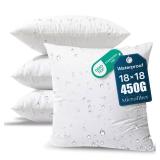 Phantoscope 18 x 18 Pillow Inserts - Pack of 4 Outdoor Water Resistant Throw Pillow Inserts Hypoallergenic Square Decorative Couch Sham Cushion Stuffer - 18 Inches