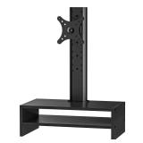 Single LCD Computer Monitor Mount Column with Divided Computer Desk Organizer;5 Height Adjustments,Free-Standing Swivel Monitor Stand Riser,Vesa Base Bracket Holds One(1)Screen,Maximum Load Capacity 8