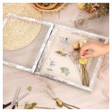 Califortree 11x11 Shadow Box Frame with Linen Back - Sturdy Rustic Memory Display Case of Flower, Pictures, Medals and More, Distressed White