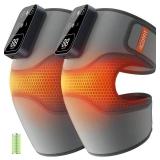 IKEEPFIT Cordless Knee Massager with Heat Vibration for Pain Relief, MAXwarm 4.0[2025 Upgraded] - Electric Heated Knee Brace with 5 Heat Levels and 3 Massage Mode, Gifts for Men Women (Grey, Pair)