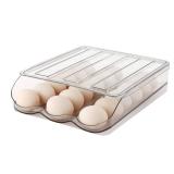 MesRosa Egg Holder for Fridge, Automatically Rolling Egg Storage Container for Refrigerator,Large Capacity Egg Organizer for Fridge with Lid,Clear Plastic Dispenser, Tray & Bin -1 Layer
