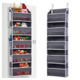 ULG 1 Pack Over Door Organizer with 5 Large Pockets 10 Mesh Side Pockets, 44 lbs Weight Capacity Hanging Storage Organizer with Clear Window Kids Toys, Shoes, Diapers, Dark Grey, 5 Layers