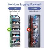 ULG 1 Pack Over Door Organizer with 5 Large Pockets 10 Mesh Side Pockets, 44 lbs Weight Capacity Hanging Storage Organizer with Clear Window Kids Toys, Shoes, Diapers, Dark Grey, 5 Layers