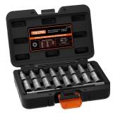 16PCS Deep Well Bolt Extractor Set, 1/4 Dr Impact Bolt & Nut Remover Set, Bolt Removal Set for Damaged, Rusted, Rounded-Off, Stripped Fasteners