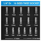 16PCS Deep Well Bolt Extractor Set, 1/4 Dr Impact Bolt & Nut Remover Set, Bolt Removal Set for Damaged, Rusted, Rounded-Off, Stripped Fasteners