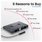 Mersoco Car Audio Cassette Player Adapters,Tape Player Bluetooth 5.0 Cassette Aux Adapter, Stereo Two-Channel Tape Audio Adapter, Suitable for Mobile Phones, MP3 Players, Tablet Computers