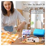 Handheld Sewing Machine Heavy Duty, with Blue Leather Storage Case and 110-Piece Sewing Kit, Mini Portable, Ideal for Adults & Beginners, Complete Set of Quick Home Clothing Repair Tools