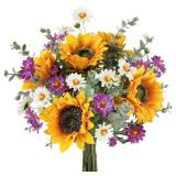 CEWOR Artificial Sunflowers Fake Cemetery Flowers for Grave Bouquet with Sunflowers for Bridal Bouquets Wedding Centerpieces Decor Party Table Gravesites Fall Floral Arrangements Home Decoration