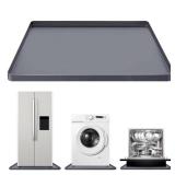 Washing Machine Mat Silicone Under/Top Washer and Dryer Drain Pan Drip Tray Floor Protector Non-Slip Flexible Soft Mat Waterproof 27\"x27\" Gray