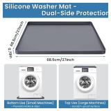 Washing Machine Mat Silicone Under/Top Washer and Dryer Drain Pan Drip Tray Floor Protector Non-Slip Flexible Soft Mat Waterproof 27\"x27\" Gray