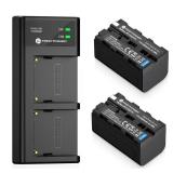FirstPower NP-F750 Battery (2-Pack/5600mAh) and Dual USB Charger for Sony NP-F550 F570 F750 F770 F960 F970 Battery Sony CCD-TRV215 CCD-TR917 CCD-TR315 HDR-FX1000 HDR-FX7 HVR-V1U HVR-Z7U HVR-Z5U