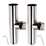 FUTURUP 2PCS Stainless Tournament Style Clamp on Fishing Rod Holder for Rails 7/8\" to 1\", Rail Mount Rod Holder