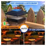 APONUO Solar Post Cap Lights, Warm Light& Flickering Flame Fence Post Lights for 3.5x3.5 4x4 Wooden/Vinyl Posts, Waterproof Deck Posts Light Solar Powered for Garden/Patio/Porch, Black 12 Packs