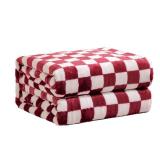 FY FIBER HOUSE Checkered Flannel Fleece Throw Blanket Soft Cozy Checkerboard Grid Print Chessboard Gingham Pattern Blankets for Bed Couch Sofa, 60\"x80\", Burgundy