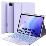 GreenLaw Keyboard Case for iPad Air 11-inch (M3 2025 / M2 2024) & Air 4th/5th Gen & iPad Pro 11 inch (1st/2nd/3rd/4th Gen), Smart Touchpad, 7-Color Backlit, Stain Resistant Cover, Light Purple