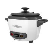 BLACK+DECKER 3-Cup Rice Cooker, RC503, 1.5-cup Uncooked Rice, Steaming Basket, Removable Non-Stick Bowl, One Touch, White