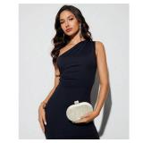 PENGZHI Women Oval Acrylic Clutch Purse Pearl Marble Evening Bag Chic Wedding Party Handbag Shell Purse for Cocktail, Ivory White