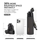 TakeToday Collapsible Water Bottles 21oz 2 Pack, Leak Proof, BPA-Free, Foldable Silicone Travel Water Bottle with Straw Strap for Traveling, Outdoor (Black&Jungle)