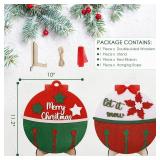 Glitter Christmas Table Decorations, Large Bell Wooden Christmas Tabletop Centerpieces Winter Sign with Stand for Fireplace, Christmas Hanging Ornaments for Xmas Tree Party Holiday Indoor