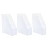 EXCEART 3-Pack Plastic File Storage Rack Office Document Organizer Desktop File Sorter Clear White Modern 10.63" x 3.54" x 9.00cm