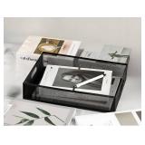 RHONZHAO Metal Mesh Desk Organizer Tray, A4 Large Office Storage Box Set, 12.6X 9.1 x 2.8Inches