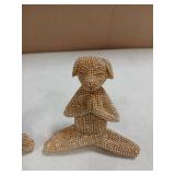 Gold Glitter Yoga Pose Dog Statues 2pcs