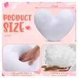 Fumete White Heart Plush Pillows for Women Room Decoration 14 x 17 Inch Heart Shaped Love Throw Pillows Gifts Stuffed Cute Cushion for Bedroom Sofa Party Decor