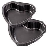 Yomvzake Heart Cake Pan Set of 2, 8 Inch and 9 Inch Heart Shaped Baking Pan Cookie Pan for Valentine