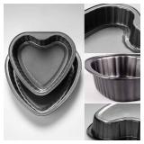 Yomvzake Heart Cake Pan Set of 2, 8 Inch and 9 Inch Heart Shaped Baking Pan Cookie Pan for Valentine
