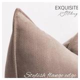 ZWJD Khaki Pillow Covers 26x26 Set of 2 Chenille Throw Pillow Covers with Elegant Design Soft and Luxurious Decorative Throw Pillows for Couch, Bed, and Home Decor