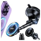 HTU 2025 Upgraded for Magsafe Car Mount [80LBS Strongest Suction & Military-Grade] Powerful Magnetic Cell Phone Holder for Car Dashboard Windshield for iPhone 17 16 15 14 Pro Max Mini,Black
