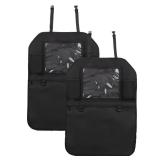 Enovoe Kick Mats Back Seat Protectors for Vehicles - 2-Pack Car Seat Protector with ZIpper Pocket Storage Organizer and Tablet Holder - Waterproof Back Seat Cover for Kids - 18 x 24-Inch (Black)