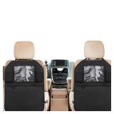 Enovoe Kick Mats Back Seat Protectors for Vehicles - 2-Pack Car Seat Protector with ZIpper Pocket Storage Organizer and Tablet Holder - Waterproof Back Seat Cover for Kids - 18 x 24-Inch (Black)