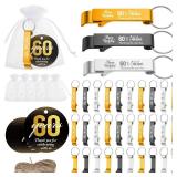 Dandat 54 Sets 60th Birthday Party Favors for Guests Birthday Beer Opener Keychain Cheers to 60 Bottle Opener Keychain with Thank You Cards and Gift Bags for Anniversary Wedding Party Favors