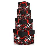 Epakh 4 Pcs Valentines Nesting Gift Boxes with Lids Holiday Gift Boxes Assorted Sizes for Valentine