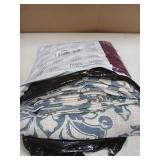 jinchan Curtains for Bedroom, Light Filtering 96 Inch Length 2 Panels Set, Baroque Style Linen Blend Drapes Living Room, Vintage Damask Window Treatments, Grommet Top Slate Blue on Flax, W52 X L96