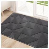 OLANLY Door Mats Indoor, Non-Slip, Absorbent, Dirt Resist, Entrance Washable Mat, Low-Profile Inside Entry Doormat for Entryway (30x17 inches, Dark Grey)