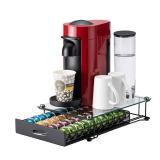 Rice Rat Vertuo Capsule Holder Drawer for Nespresso With Glass For Cabinet Vertuoline Pod Storage Rack For Counter Class-40 Pods (With Handle)