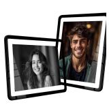 SONGMICS 8x10 Picture Frames with Unique Rounded Corners, Modern Floating Photo Frame for Wall Decor, Clear Acrylic, Fit 8x10, 5x7, 4x6, 4x4, 3.5x5 Pictures, Hanging or Table Display, Set of 2, Black