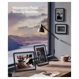 SONGMICS 8x10 Picture Frames with Unique Rounded Corners, Modern Floating Photo Frame for Wall Decor, Clear Acrylic, Fit 8x10, 5x7, 4x6, 4x4, 3.5x5 Pictures, Hanging or Table Display, Set of 2, Black