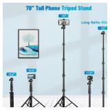 Victiv Phone Tripod, 70" Tripod for iPhone with Remote and Phone Holder, Sturdy & Stable, Adjustable Camera Stand & Selfie Stick Mode, Perfect for Selfies/Recording/Vlogging/Live Streaming