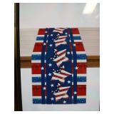 Patriotic Stripes and Stats Pentagram Table Runner 13 x 72in